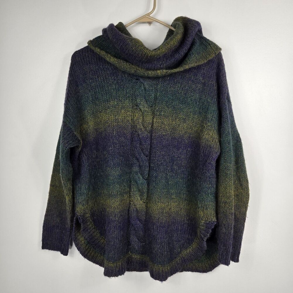 II Two Sisters Women's Size‎ Medium Wool Alpaca Blend Sweater Foldover Collar
